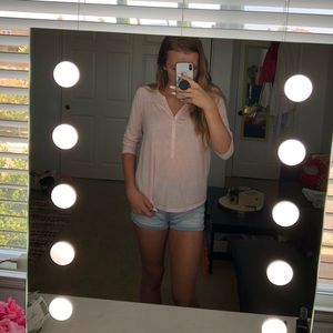 3/4 sleeve light pink flowy blouse